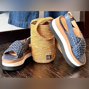 NWOT real leather platform Wedges. Size 6. Made in Argentina.